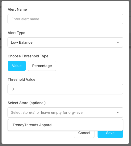 Add Alert Button Interface
