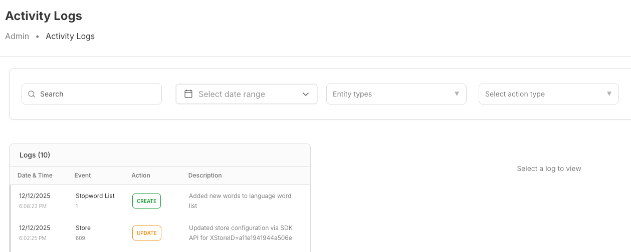 Activity Logs Dashboard