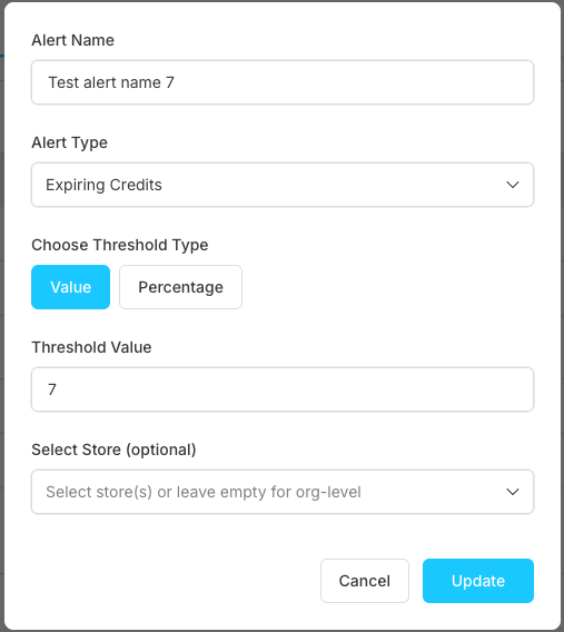Edit Alert Interface
