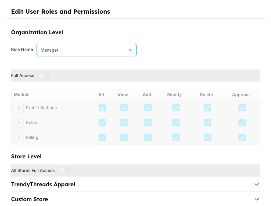 Edit Role Modal Interface