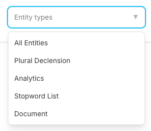Entity Types Filter Dropdown