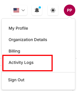 Access Activity Logs from Profile Menu